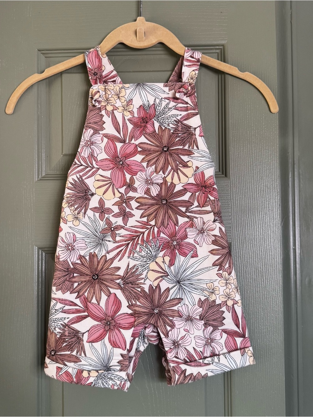 Janie and Jack Pink and Brown Floral Romper